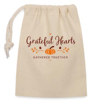 Grateful & Gathered – Thanksgiving Charm - Closable cotton gift bag (14x20cm) - nature - Front