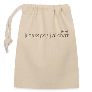 je peux pas j ai CHAT - Sac cadeau en coton avec cordon (14 x 20 cm) - nature - Devant