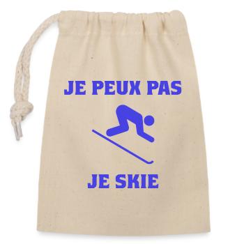 I CAN'T. SKI. MOUNTAIN. RACKET. SNOW - Closable cotton gift bag (14x20cm) - nature - Front