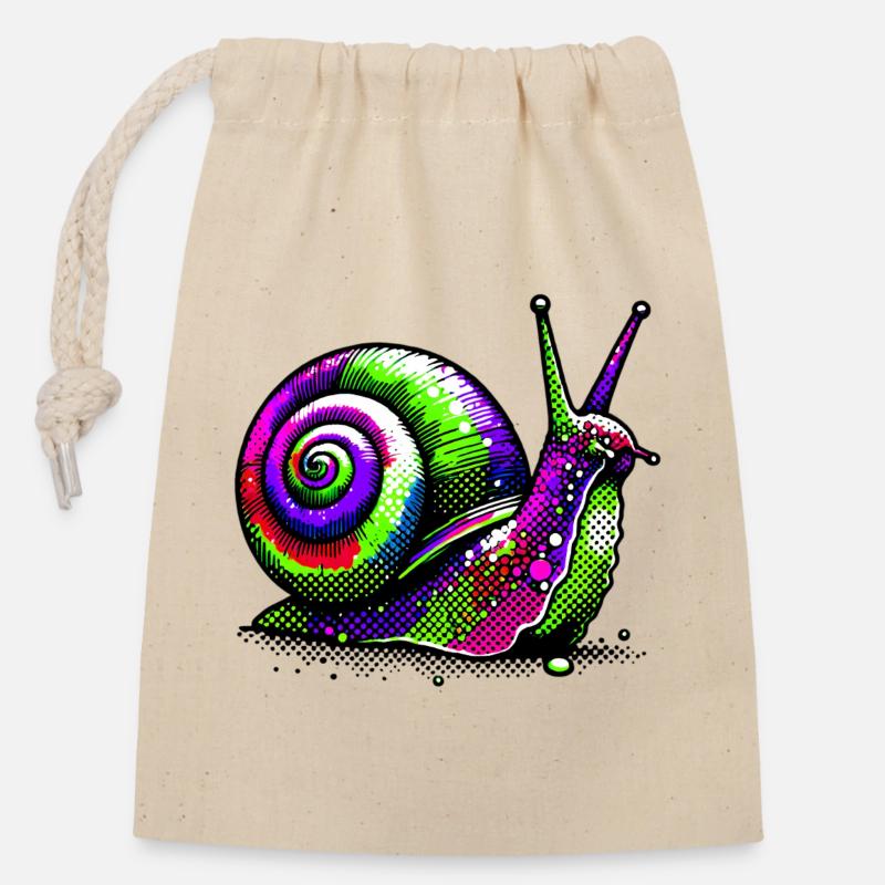 Schnecke - Verschließbarer Geschenkbeutel aus Baumwolle (14x20cm) - Natur