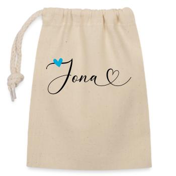 Jona Name First name Calligraphy Heart - Closable cotton gift bag (14x20cm) - nature - Front