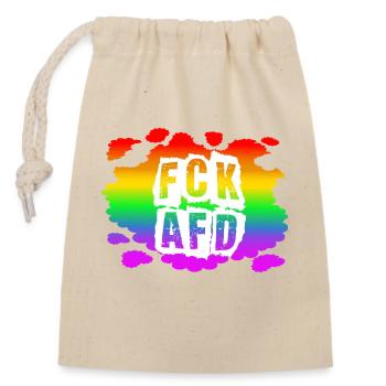 Stop AfD contre la droite, la démocratie, la diversité, la gauche - Sac cadeau en coton avec cordon (14 x 20 cm) - nature - Devant