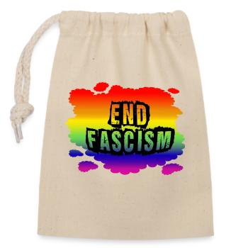 Stop AfD contre la droite, la démocratie, la diversité, la gauche - Sac cadeau en coton avec cordon (14 x 20 cm) - nature - Devant