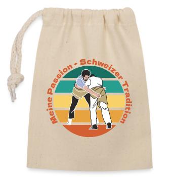 Schwinger Passion Vintage Shirt Schweiz - Verschließbarer Geschenkbeutel aus Baumwolle (14x20cm) - Natur - Vorne