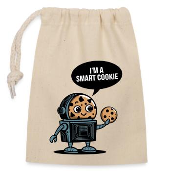 Smart Cookie Bot - Closable cotton gift bag (14x20cm) - nature - Front