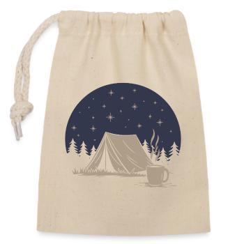 Camping et café - Sac cadeau en coton avec cordon (14 x 20 cm) - nature - Devant