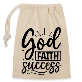 God. Belief. Success - Closable cotton gift bag (14x20cm) - nature - Front