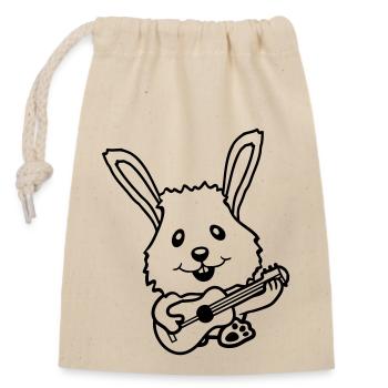 Lapin jouant de la guitare Musique Instrument de loisir amusant - Sac cadeau en coton avec cordon (14 x 20 cm) - nature - Devant