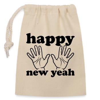 Happy new yeah - Verschließbarer Geschenkbeutel aus Baumwolle (14x20cm) - Natur - Vorne