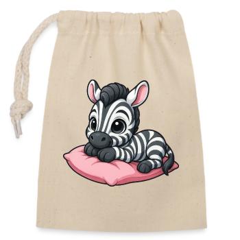 Süßes rosa Zebra cartoon chillt entspannt - Verschließbarer Geschenkbeutel aus Baumwolle (14x20cm) - Natur - Vorne