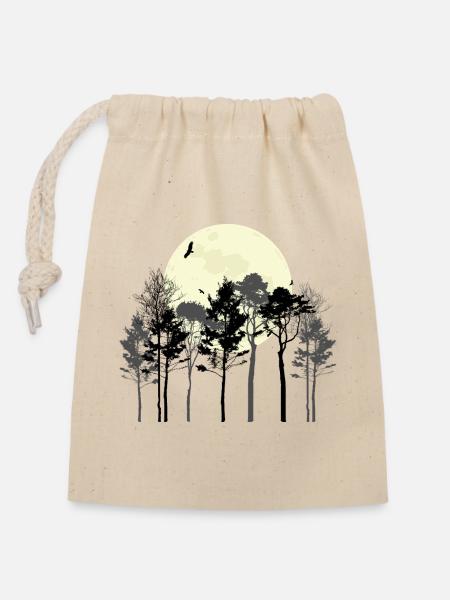 Himmlischer Wald Silhouette Design - Verschließbarer Geschenkbeutel aus Baumwolle (14x20cm) - Natur