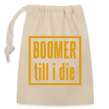 Vintage Boomer Slogan Design - Closable cotton gift bag (14x20cm) - nature - Front