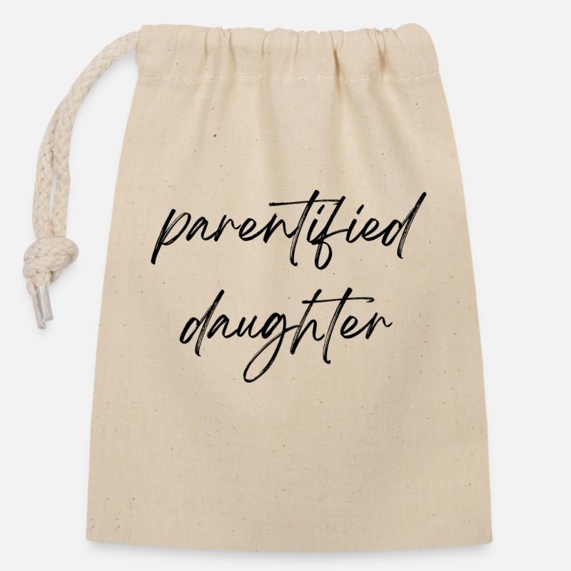 Fille parentifiée - Sac cadeau en coton avec cordon (14 x 20 cm) - nature