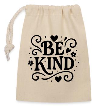 Soyez gentil design ludique - Sac cadeau en coton avec cordon (14 x 20 cm) - nature - Devant