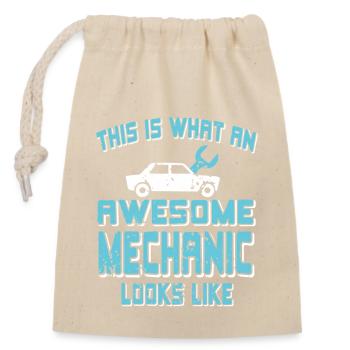 Mécanique génial humour Vintage garage voiture fierté - Sac cadeau en coton avec cordon (14 x 20 cm) - nature - Devant