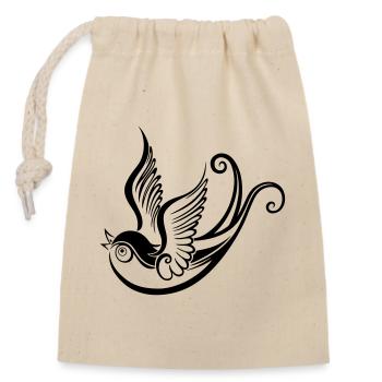 Oiseau tribal ornement tatouage style hirondelle - Sac cadeau en coton avec cordon (14 x 20 cm) - nature - Devant