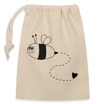 Bee with heart - Closable cotton gift bag (14x20cm) - nature - Front