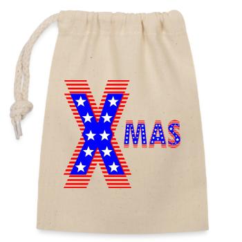 Patriotique américain Neon Design XMAS - Sac cadeau en coton avec cordon (14 x 20 cm) - nature - Devant