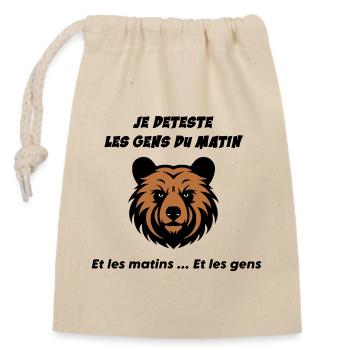 Tête d'ours en colère - Sac cadeau en coton avec cordon (14 x 20 cm) - nature - Devant