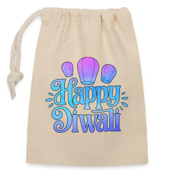 Fröhliches Diwali Lampions Gradient - Verschließbarer Geschenkbeutel aus Baumwolle (14x20cm) - Natur - Vorne