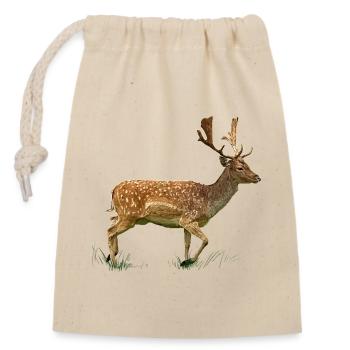 Deer in the grass forest - Closable cotton gift bag (14x20cm) - nature - Front