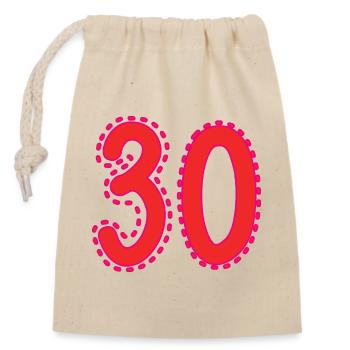 30. 30 YEARS. 30th ANNIVERSARY. 30 YEARS ANNIVERSARY. - Closable cotton gift bag (14x20cm) - nature - Front