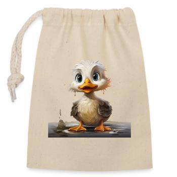 Petit canard - Sac cadeau en coton avec cordon (14 x 20 cm) - nature - Devant