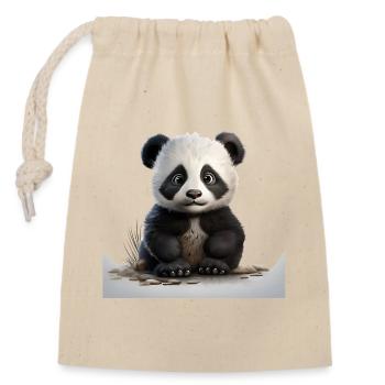Cuddly panda baby on pebble path - Closable cotton gift bag (14x20cm) - nature - Front