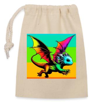 dragon - Closable cotton gift bag (14x20cm) - nature - Front