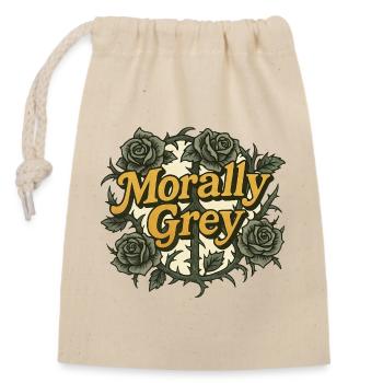 Moralisch graue Rosen Vintage Emblem - Verschließbarer Geschenkbeutel aus Baumwolle (14x20cm) - Natur - Vorne
