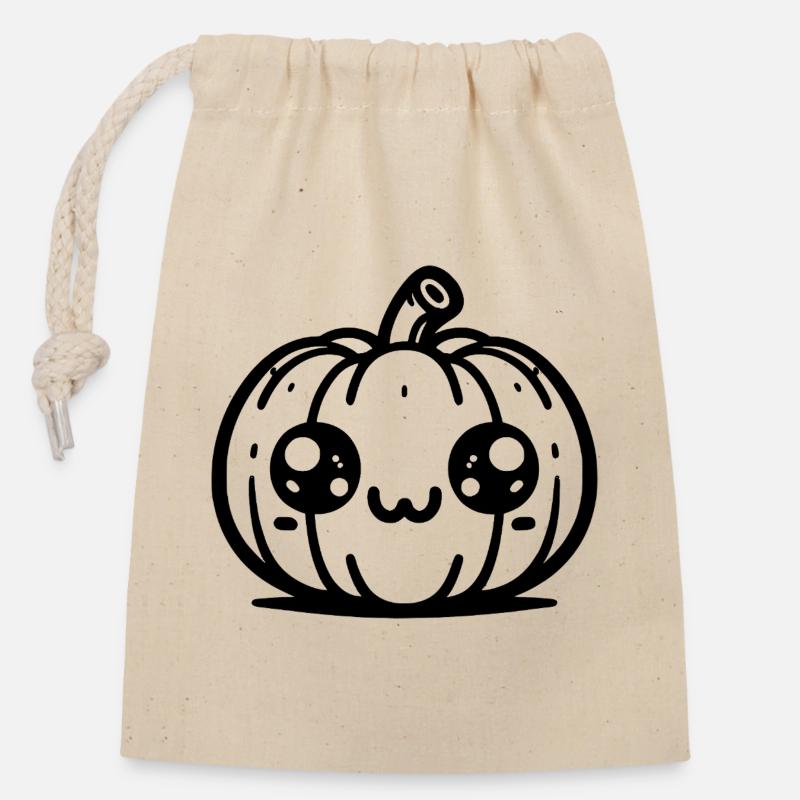 Süßer Kürbis - Halloween - Verschließbarer Geschenkbeutel aus Baumwolle (14x20cm) - Natur
