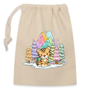 Bébé tigre dans le pays arc-en-ciel - Sac cadeau en coton avec cordon (14 x 20 cm) - nature - Devant
