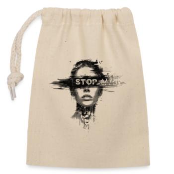 Stop Violence - Closable cotton gift bag (14x20cm) - nature - Front