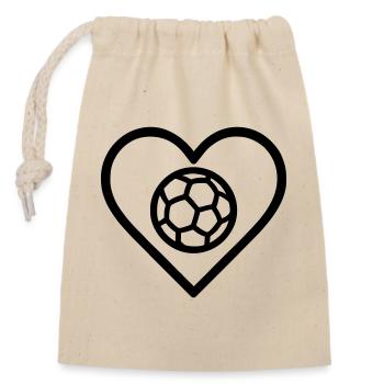 Heart Handball – Passion Sport - Closable cotton gift bag (14x20cm) - nature - Front