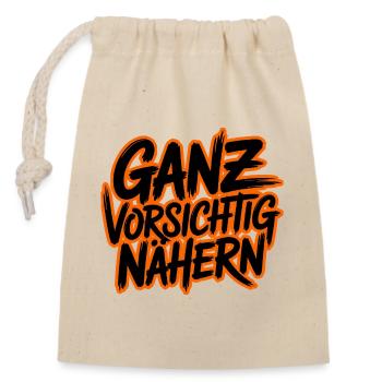 Ganz vorsichtig nähern Brush-Design - Verschließbarer Geschenkbeutel aus Baumwolle (14x20cm) - Natur - Vorne