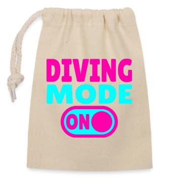 Diving Mode On – Tauchen - Verschließbarer Geschenkbeutel aus Baumwolle (14x20cm) - Natur - Vorne