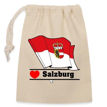 Drapeau de Salzbourg avec cœur - Sac cadeau en coton avec cordon (14 x 20 cm) - nature - Devant