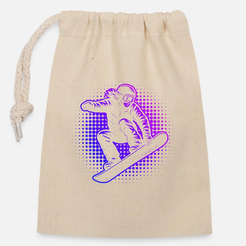 Neon Snowboarder Retro Vaporwave - Sac cadeau en coton avec cordon (14 x 20 cm) - nature