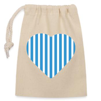 Cœur à rayures bleues Malmö - Sac cadeau en coton avec cordon (14 x 20 cm) - nature - Devant