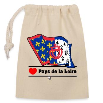 Drapeau + cœur + texte « Pays de la Loire » - Sac cadeau en coton avec cordon (14 x 20 cm) - nature - Devant