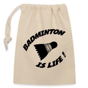 Le badminton c'est la vie ! - Sac cadeau en coton avec cordon (14 x 20 cm) - nature - Devant
