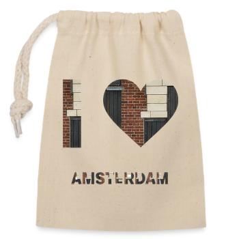 T-shirt emblème cœur en brique d’Amsterdam - Sac cadeau en coton avec cordon (14 x 20 cm) - nature - Devant