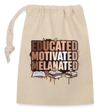 Educated Motivated Melanated Empowerment  - Closable cotton gift bag (14x20cm) - nature - Front