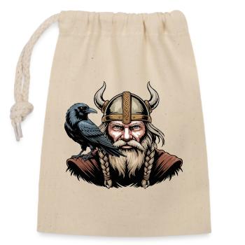 Légende viking viking marin Odin Raven Fighter - Sac cadeau en coton avec cordon (14 x 20 cm) - nature - Devant