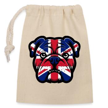 Union Jack Bulldoggen-Porträt - Verschließbarer Geschenkbeutel aus Baumwolle (14x20cm) - Natur - Vorne