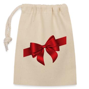 Red Bow Elegance - Verschließbarer Geschenkbeutel aus Baumwolle (14x20cm) - Natur - Vorne