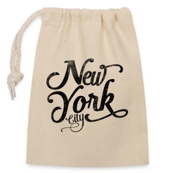 New York City - Black Vintage Script - Sac cadeau en coton avec cordon (14 x 20 cm) - nature - Devant