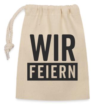 We Celebrate – Party Motif - Closable cotton gift bag (14x20cm) - nature - Front