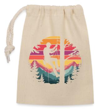 Grimpeurs dans la forêt du couchant de soleil - Sac cadeau en coton avec cordon (14 x 20 cm) - nature - Devant
