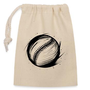Baseball Ball Skizze - Verschließbarer Geschenkbeutel aus Baumwolle (14x20cm) - Natur - Vorne